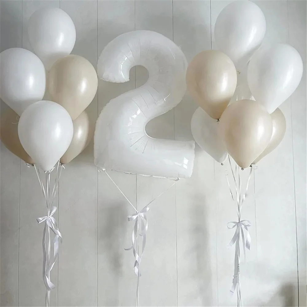 13 шт./компл. 40-дюймовый светодиод белый номер фольга латекс воздушные шары для