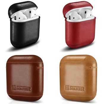 

Retro Genuine Leather Headphone Case Storage Bag Cover for Apple Airpods iPhone Bluetooth Earphone Case Boxes Protective Case