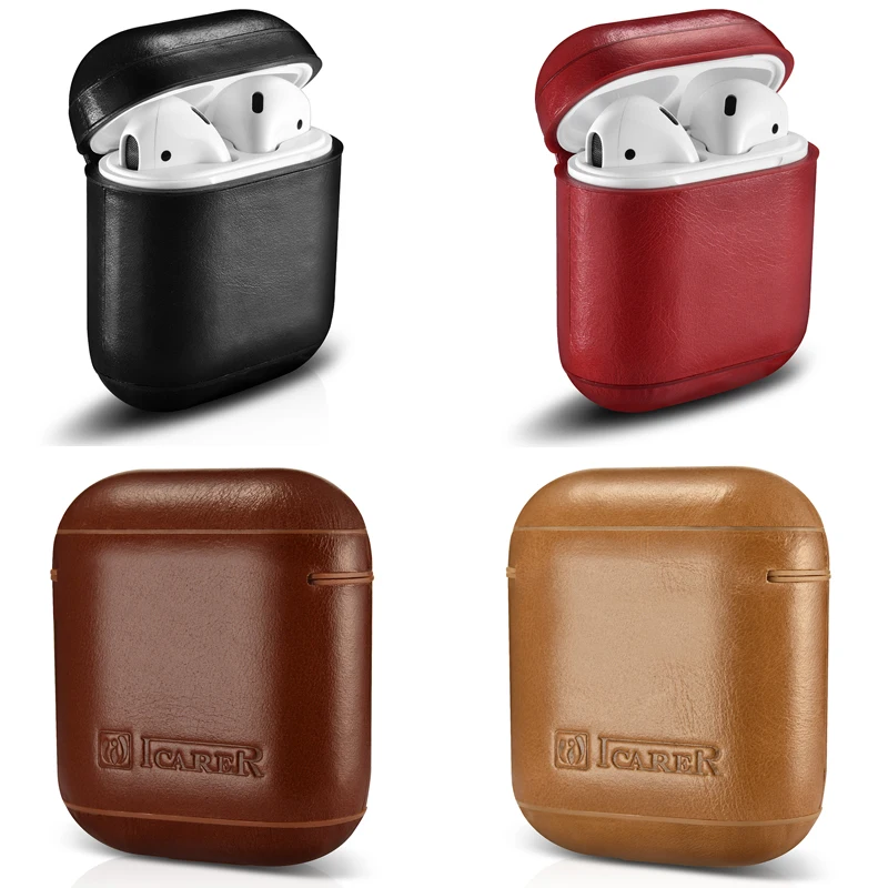 Retro Genuine Leather Headphone Case Storage Bag Cover for Apple Airpods iPhone Bluetooth Earphone Case Boxes Protective Case