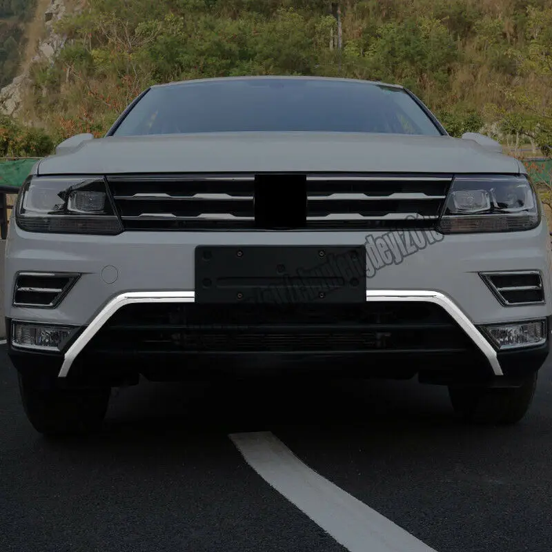 Для VW Tiguan- ABS хромированный передний бампер Нижняя крышка Накладка автомобиля модификация автомобильные аксессуары