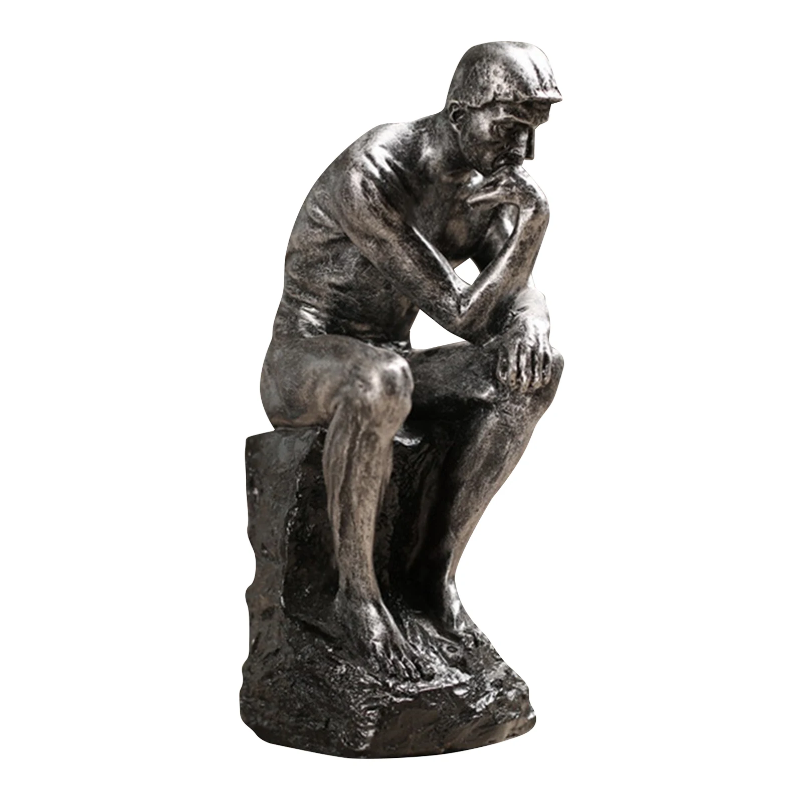 Rodin Thinkers Sitting Male Sandstone Statue Miniature Figurine Home Decor