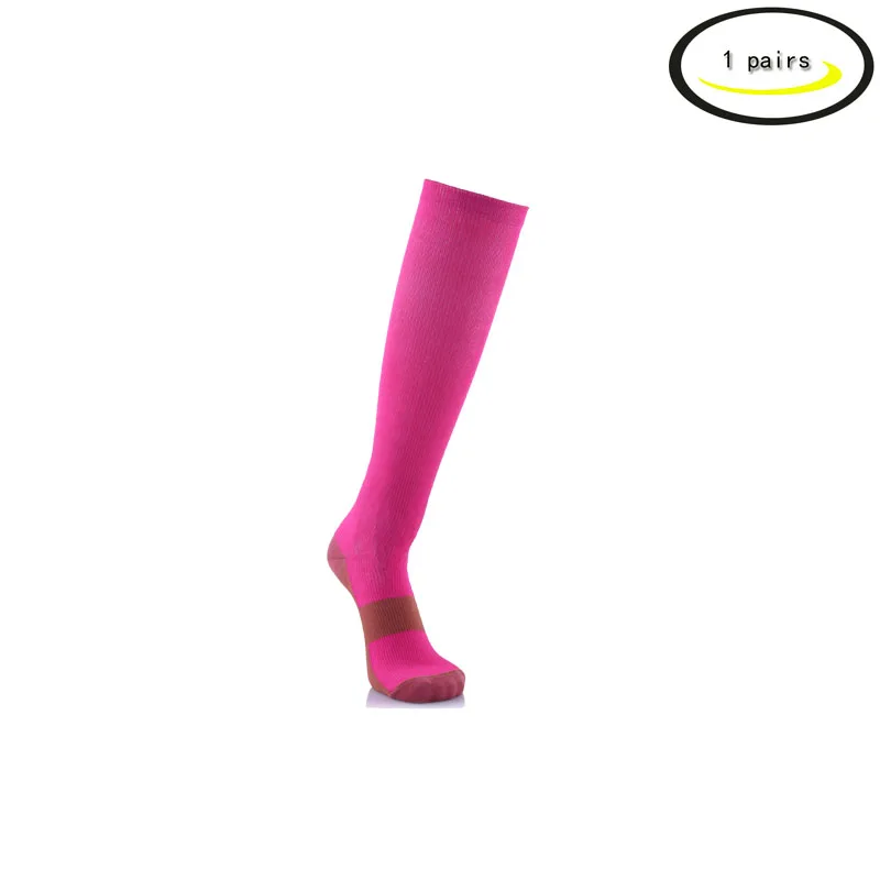 Медные Компрессионные носки(20-30 мм рт. Ст.) для мужчин и женщин-лучшие чулки для бега, медицинского, спортивного, отеков, диабетиков - Цвет: 1pairs