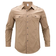 Мужская Осенняя походная тренировка Кемпинг Хлопок воздухопроницаемые рубашки топы мужские с длинным рукавом Свободная тактическая рубашка плюс размер 5XL
