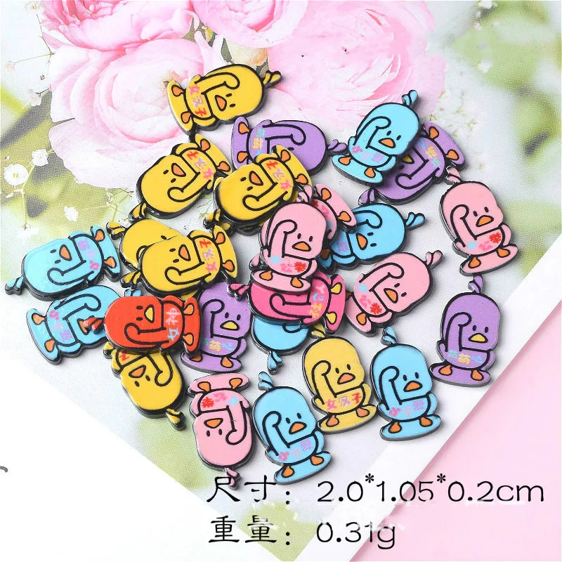 20pcs/bag Popular Toys Acrylic Graffiti Patch Animal Duck Polymer Clay Molds Slime Accessories Playdough DIY Glue Mud Materials | Игрушки и