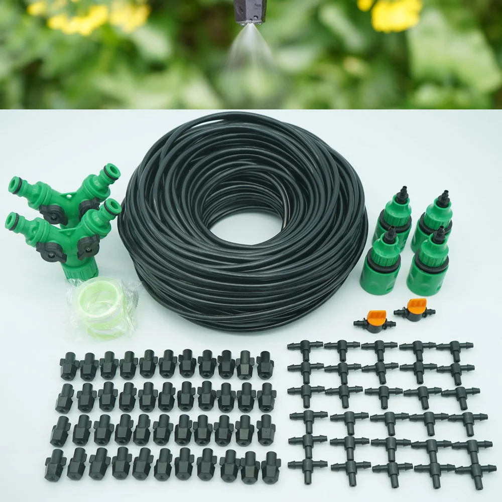 

5-50m 1/4'' Hose Garden Atomizing Watering Kit Gardening Plant Lawn Nursery Flower Vegetables Irrigation Misting Cooling System