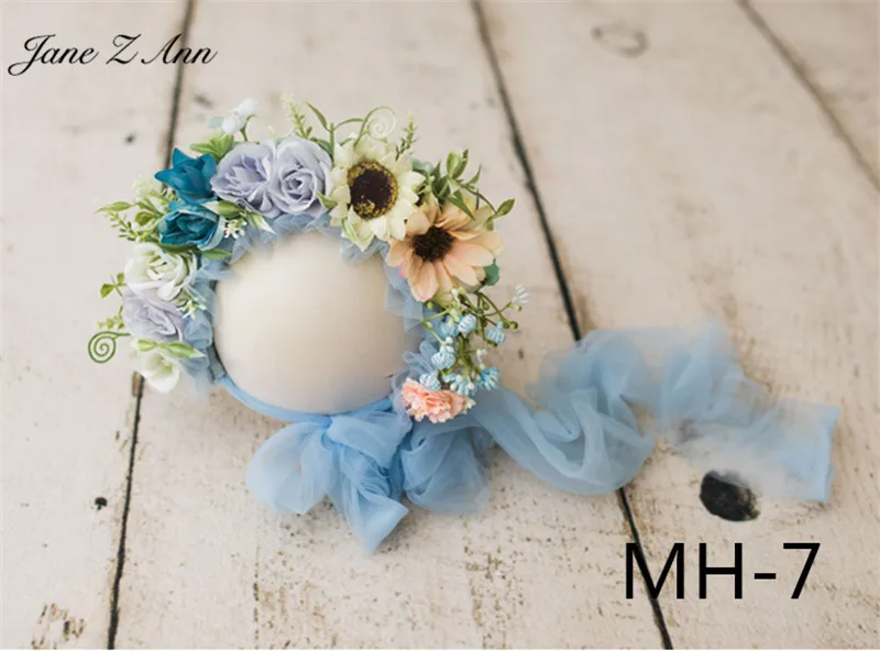 MHB-7 3-4 month Джейн Z Ann шляпа ручной работы с цветочным рисунком для новорожденных/100 дней фото-реквизит аксессуары для студийной съемки - Цвет: MHB-7 3-4 month