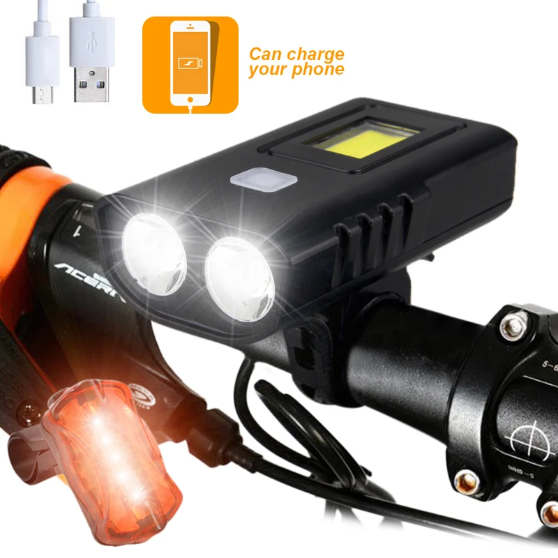 

800 lumens Bicycle Light T6 USB Rechargeable 5200mAh Bike Light IPX5 Waterproof LED Headlight as Power Bank Bike Accessories