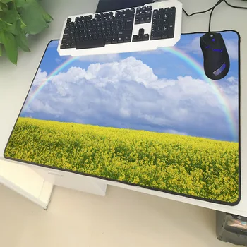 

XGZ Large Size Mouse Pad Seaming Beautiful Flower Sea Rainbow Cloud Landscape Map Laptop PC Table Mat Rubber Universal Non-slip
