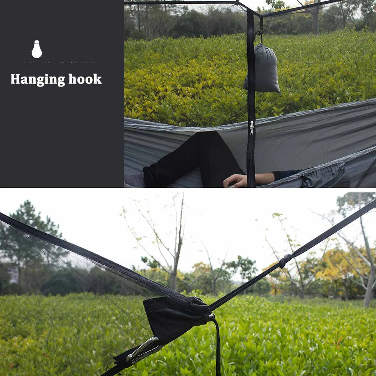Mosquito net camping hammock outdoor hammock swing double hammock Outdoor easy setup travel portable hammock Mosquito net fabric Nylon camping double person Foldable separating mosquito bed net