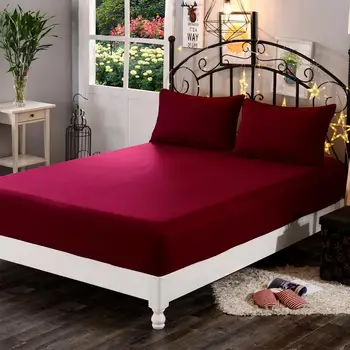 

Mecerock 100% Polyester Super soft Solid Fitted Sheet Set Mattress Cover Pillowcases Four Corners With Elastic Band Bed Sheet