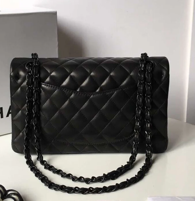 

Luxury Classical Black Chains Women Bag Brand Fashion Sheepskin Leather Handbag Lattice Lady Shoulder Crossbody Big Size Bags