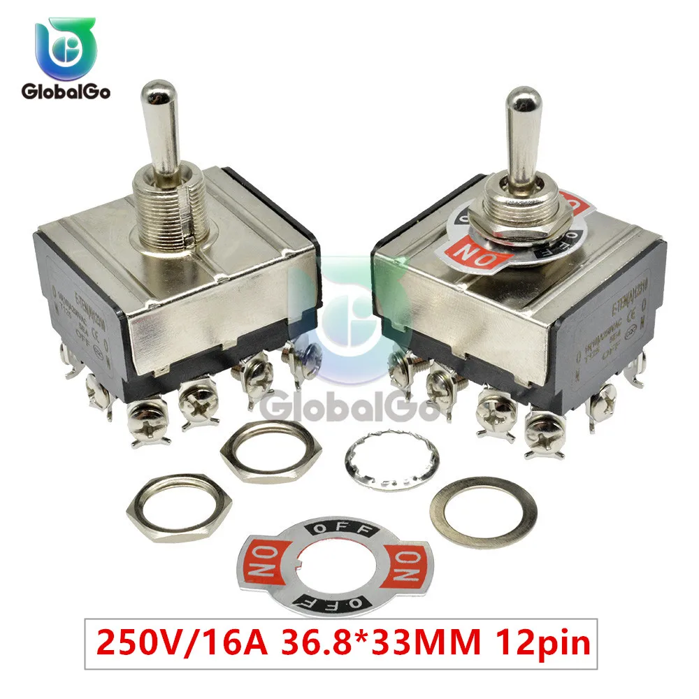 12Pin Mini Interruttore A Levetta Unipolare Doppio Lancio Spdt On-On On-Off-On Agitazione Interruttori A Bilanciere E-Ten(A)12310 12210 36.8*33M