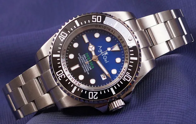 

Luxury Brand New Men Watch Stainless Steel Automatic Mechanical Black Blue Gradient Red Green Sapphire Cystal Ceramic Bezel 44mm