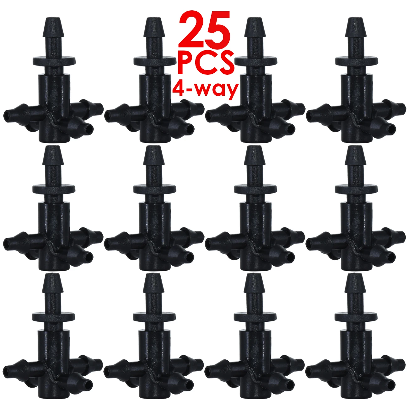 SPRYCLE 25PCS Barbed 3/5mm 1/8in Hose Straight 2-Way 4-Way Quick Connector Drip Irrigation Garden Pipe Splitter Joint Connect 6