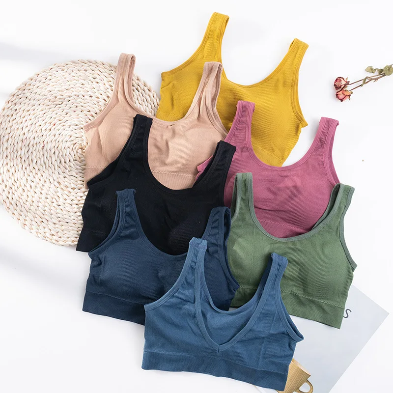 

Sport Bras TOP Women Solid Push Up Yoga Bra Cotton Fitness Brassiere Comfortable Wireless Underwear V Back Female Sexy Lingerie