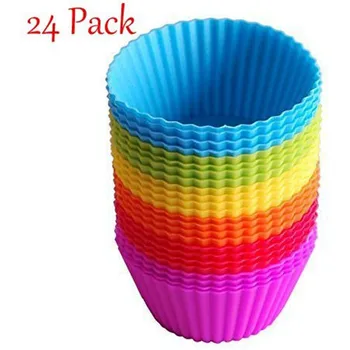 

24 pcs Premium Grade Silicone Baking Cups Cupcake Liners Molds Muffin Liners Molds Sets Cooking Cake Lace Paper Kitchen Tools#25