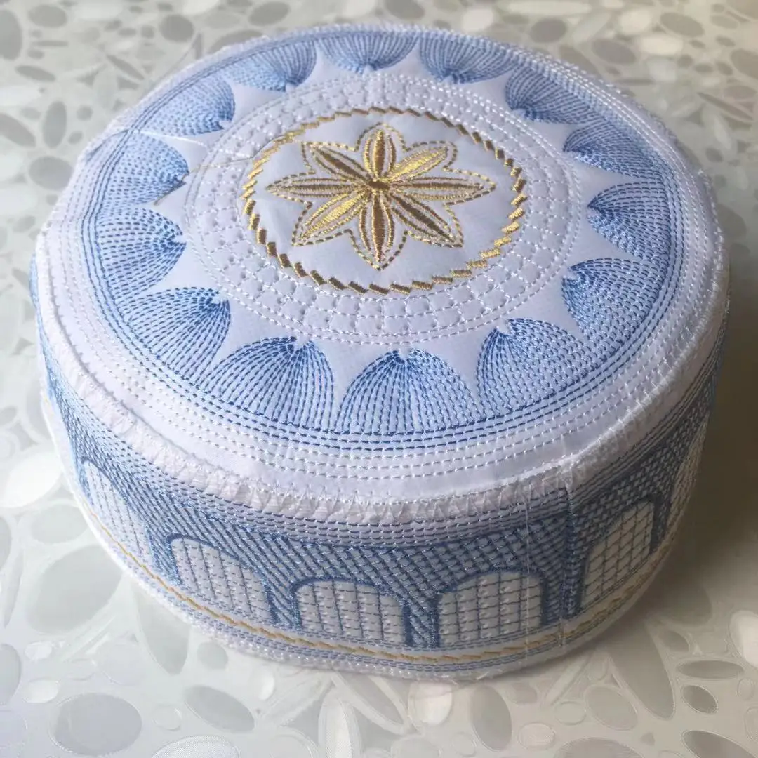 blue Мусульманская шляпа мужская шляпа мусульманская мужская шляпа Этническая мусульманская шляпа на заказ - Цвет: blue