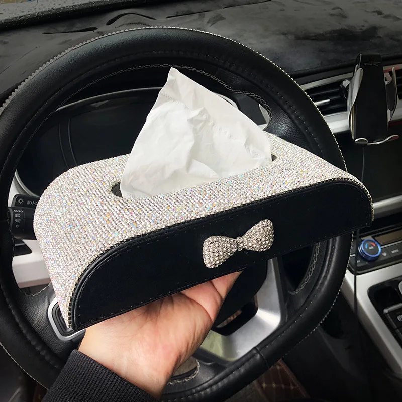 

Qi yong Tissue Box Cover Diamond Set Car Mounted Paper Extraction Box Creative Car Decoration Decorations Women's Cute Cartoon C
