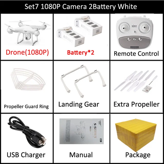 LAUMOX S70W Радиоуправляемый Дрон с режимом следования за мной с 720 P/1080 P HD камерой Регулируемый Широкоугольный FPV gps Профессиональный Квадрокоптер вертолет - Цвет: Set7 1080P 2B White