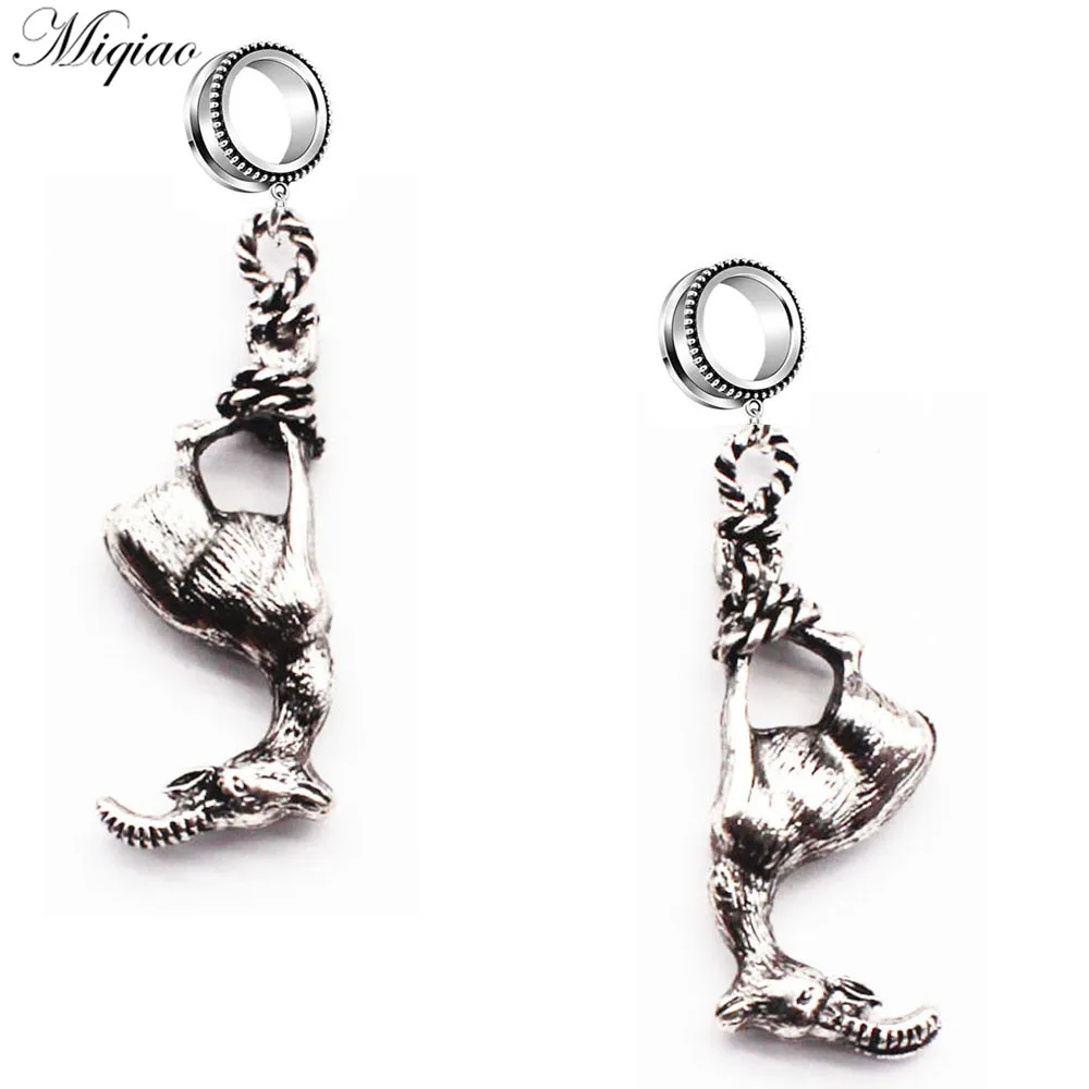 

Miqiao 2pcs Retro Explosion Style Stainless Steel Sheep-shaped Pulley Ear Expander Exquisite Human Body Piercing Jewelry