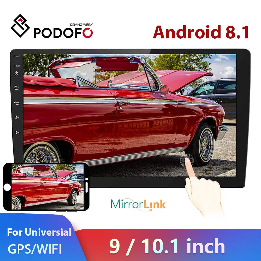 Автомагнитола Podofo 2 Din Android 8 1 9/10 дюйма мультимедийный видеоплеер Универсальный