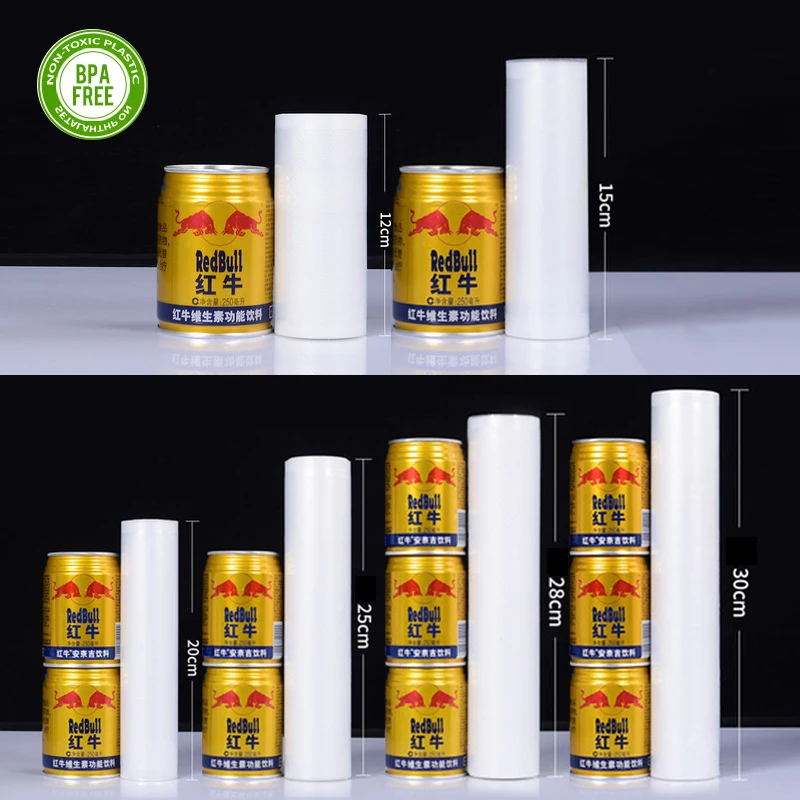 Rollos de embalaje para alimentos de cocina, bolsas de vacío de corte libre para alimentos, 12/15/20/28/30CM, 500cm, 6 uds.