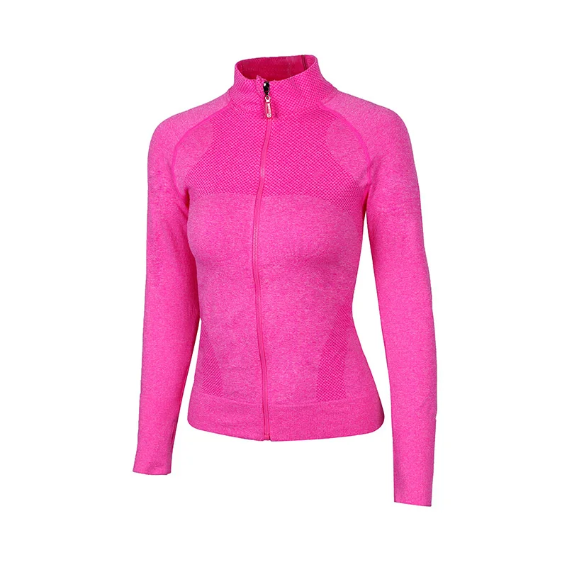 Куртки для бега с модным принтом, на молнии, с отверстием для большого пальца, куртка для йоги, одежда для фитнеса, топ, спортивная одежда для спортзала, толстовка - Цвет: Rose Red