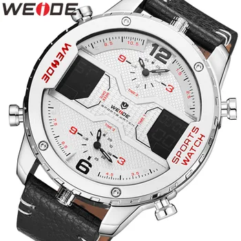 

WEIDE Men Watch Relogio Analog Digital Date Watch Military Quartz Genuine Leather Strap Wristwatch Casual Watches Top Watch Men