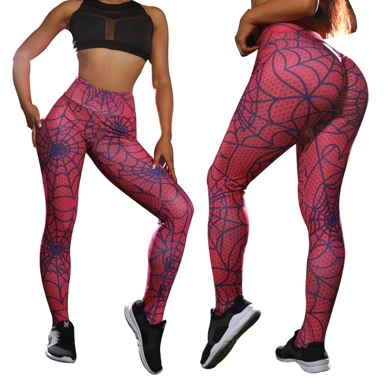 

Leggings Women Red Spider Web Printing Novelty Womens High Waist Leggins Personality Fashions Trousers Seamless Skinny Pants
