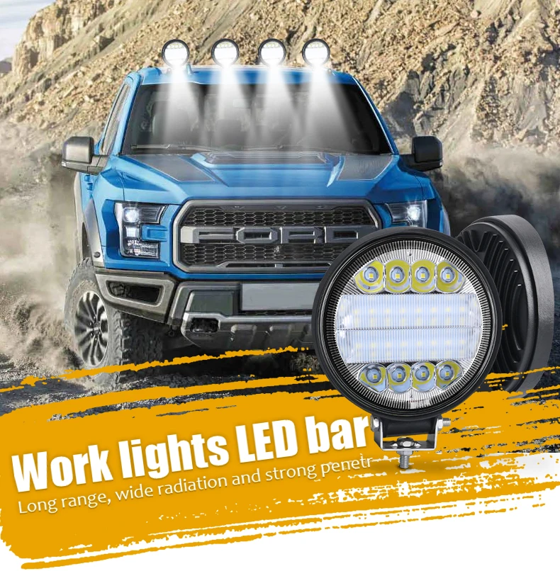 barra de luz led trabalho ponto redondo levou luz para caminhão suv led bar offroad atv jeep trator luz de nevoeiro branco