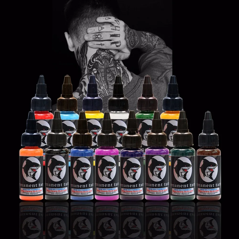 

14 Colors Natural Pure Plant Tattoo Pigment Permanent Makeup 1oz Bottle Tattoos Ink Pigment For Body Tattoo Paint 30ml