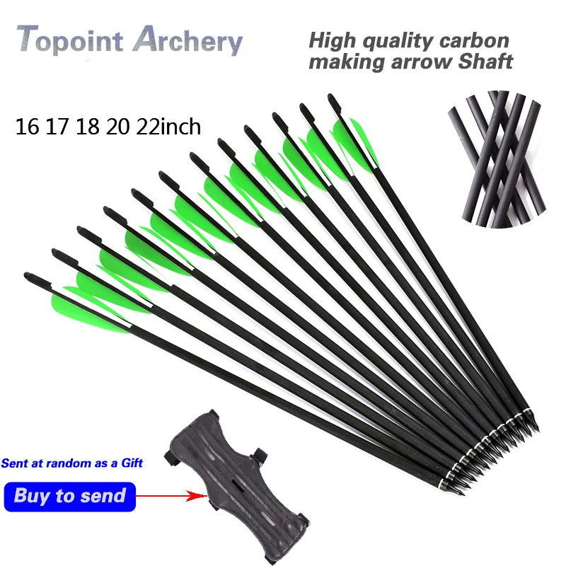 

24Pack Hunting 18" Arrow OD 8.8mm Carbon Shaft Crossbow Bolts Half-moon Vanes Green/White