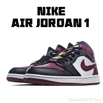 

Original NIke Air Jordan 1 Mid 35th Anniversary Color Matching Men's and Women's Basketball Shoes Size 36-45