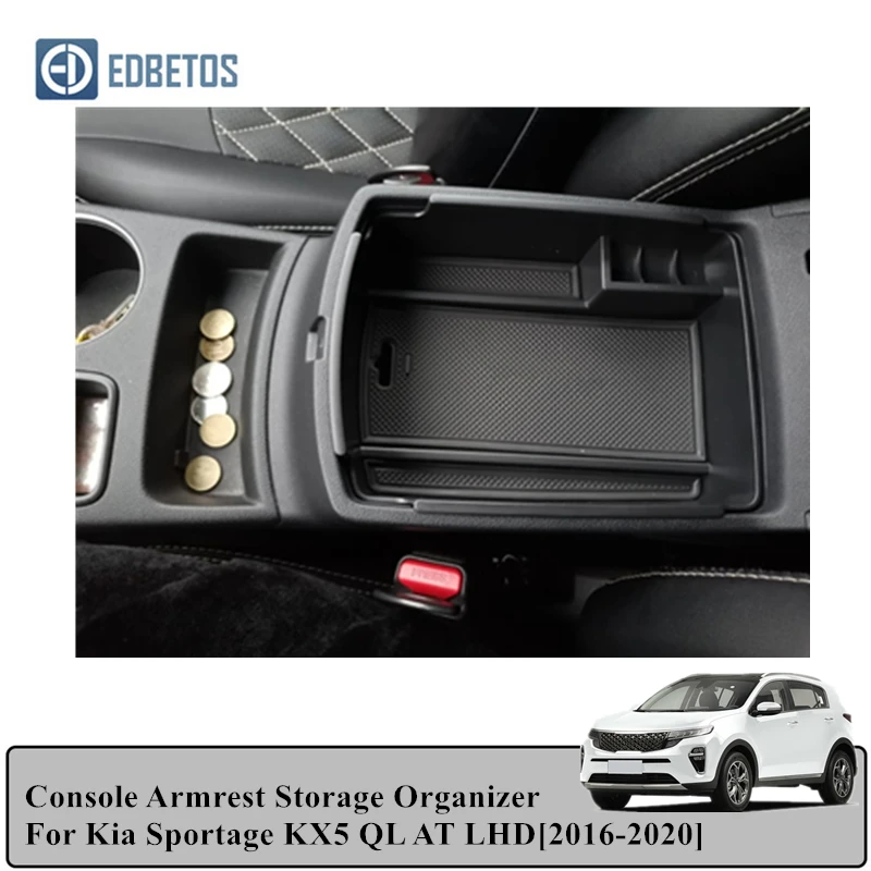 

Armrest Storage Box For Kia Sportage KX5 QL AT LHD 2016 2017 - 2020 Center Console Organzier Stowing Tidying Storage Holder Tray