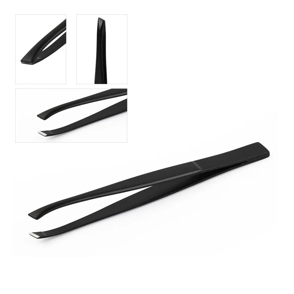 

Beautiful Road Eyebrow Tweezers Stainless Steel Black Diagonal Eyebrow Clip Hair Removal Tweezer Flat Tip Tool MD34