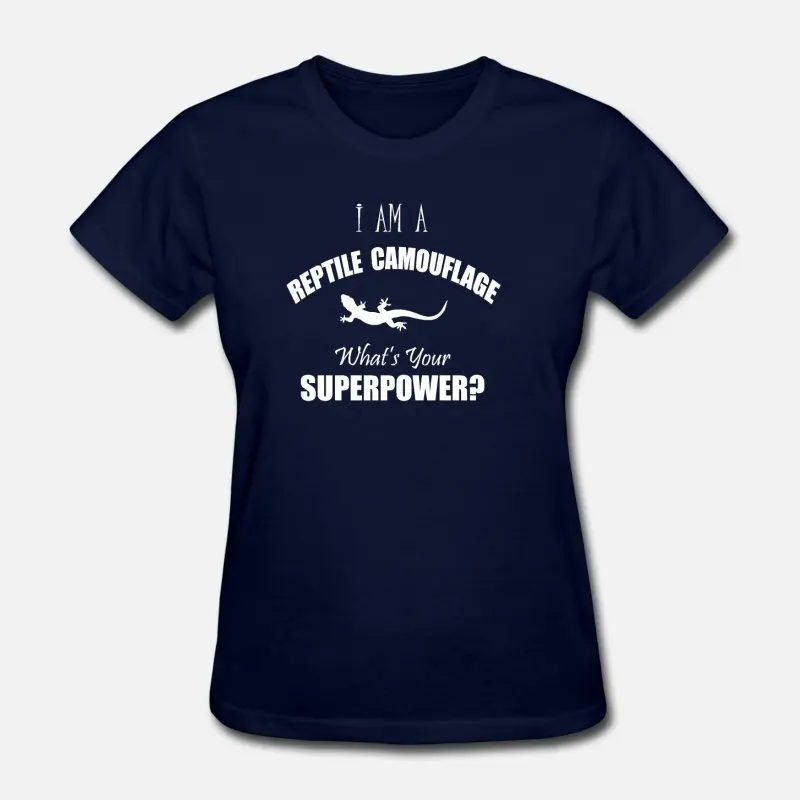 Women-Navy Blue Футболка с принтом I Am A Reptile Camouflage What You Superpower для мужчин и женщин, Классическая футболка с юмором размера плюс S-5xl, Топ в стиле хип-хоп - Цвет: Women-Navy Blue