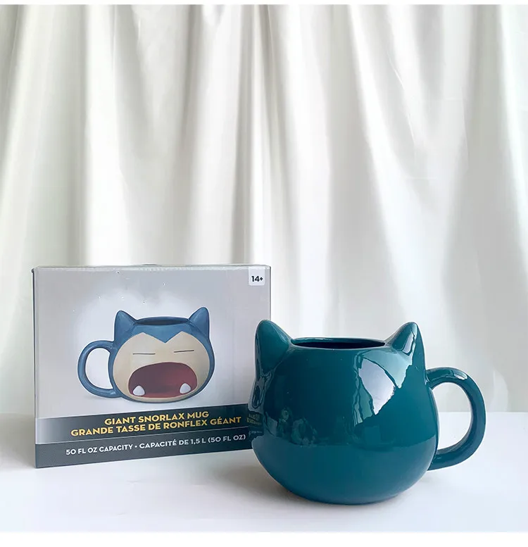 1000ml Large Capacity Mug 3D Snorlax Mug Cartoon Ceramic Water Cup Milk Coffee Tea Cup Mug Children Boys Girl Gift