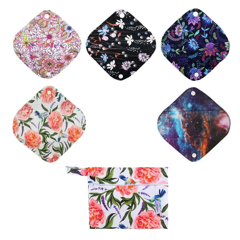5+1 Set Extra Small Cloth Menstrual Pads Bamboo Charcoal Sanitary Washable Reusable