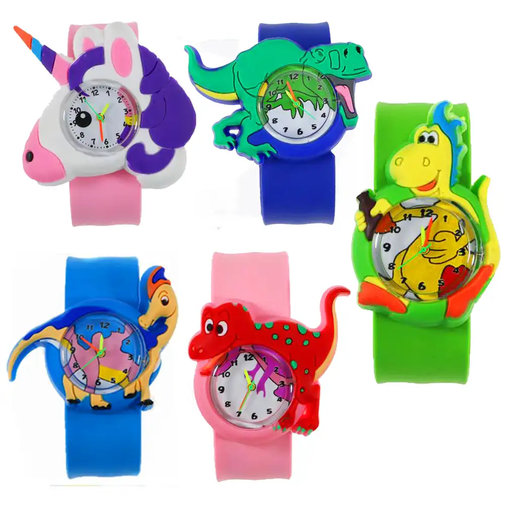 Cartoon Dinosaur Kids Watches Silicone Band Slap Watch Aquatic Animal Children Clock Creative