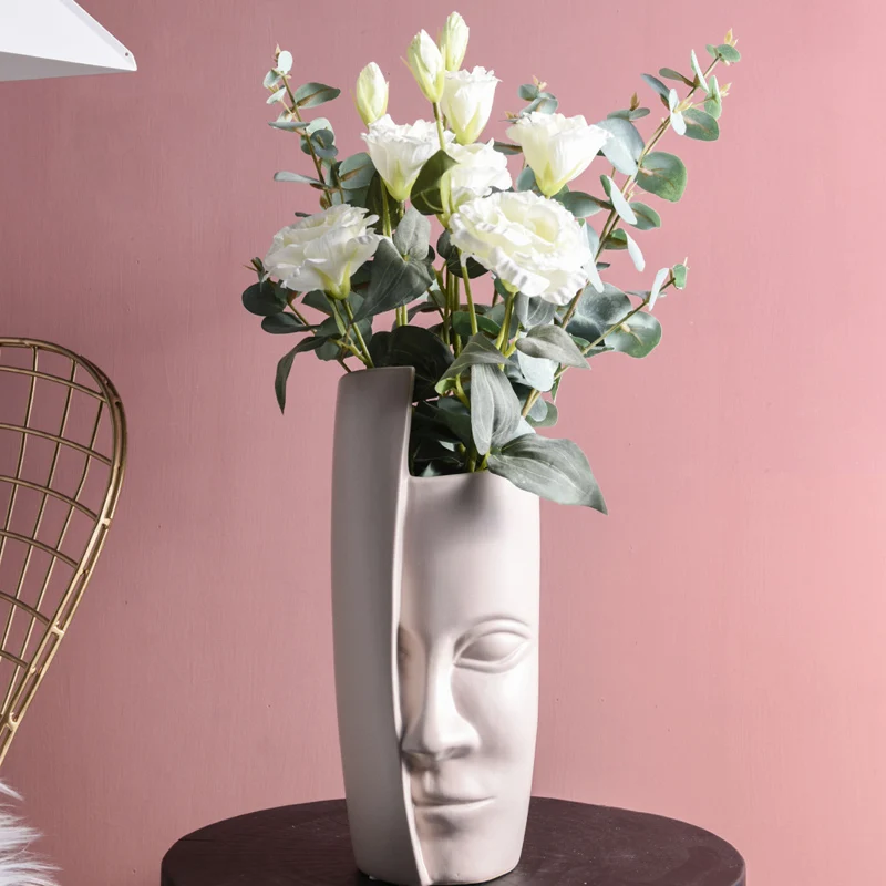 Скандинавские абстрактные человеческое лицо Цветочная ваза креативные керамические вазы для цветов декоративное украшение предмет интерьера комнатный растительный держатель