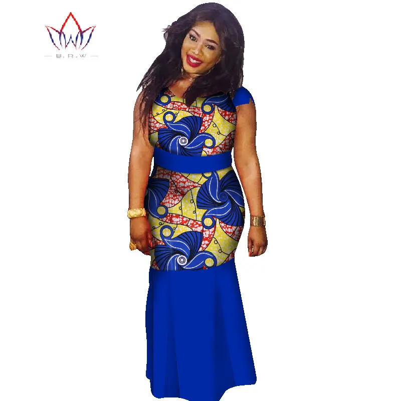 Модное Африканское Платье с принтом Дашики, повседневное длинное Хлопковое платье, Африканское платье для женщин, африканская восковая одежда Анкары WY1354 - Цвет: 10