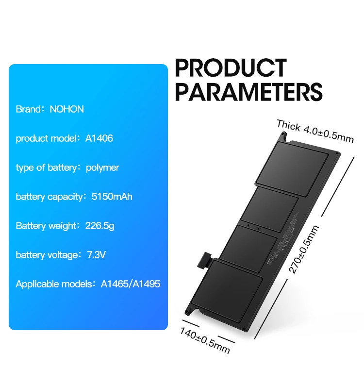 NOHON-Bateria do portátil para Apple Macbook Air,