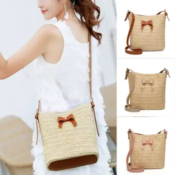 

Summer Womens Bohemian Woven Handbag Shoulder Beach Bag Casual Tote Straw Wicker