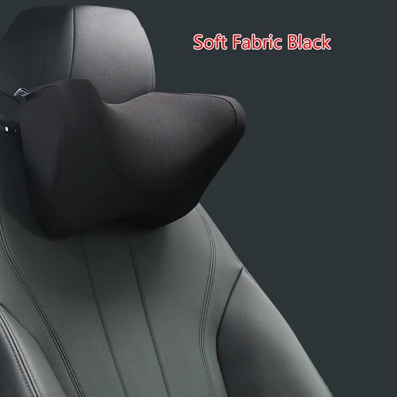 Soft fabric-Black Универсальные автомобильные подушки для шеи, дышащая Автомобильная подушка для подголовника, Автомобильная подушка для шеи с эффектом памяти, аксессуары для салона автомобиля - Цвет: Soft fabric-Black