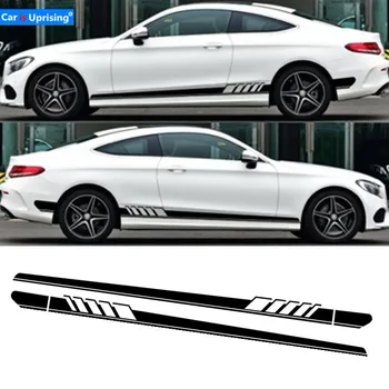 

2pcs Car Side Body Sticker Vinyl Decal Long Stripe Stickers For mercedes w204 W220 C E S class GLA GLC Car styling