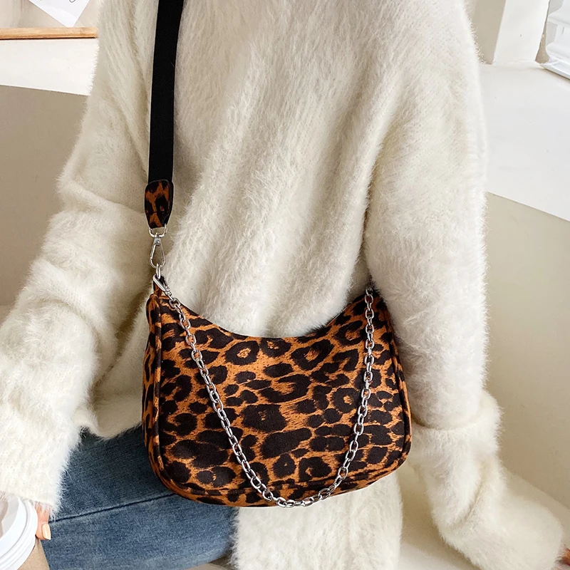 

Small Black Nylon Crossbody Bags For Women 2020 Simple Leopard Print Saddle Messenger Shoulder Bag Female Handbags