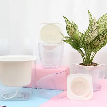 

1PC Flower Plastic Pot Self Watering Plant Flower Pot Automatic Water Absorption Planting Flower Pot Hydroponics Growing