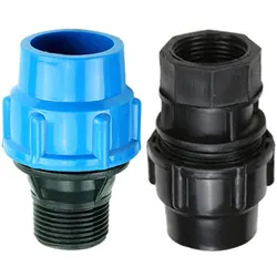 Male Female Thread Plastic Polypropylene Irrigation Fitting Straight Coupling Blue Black Caps Adapter Connector for PE Pipe