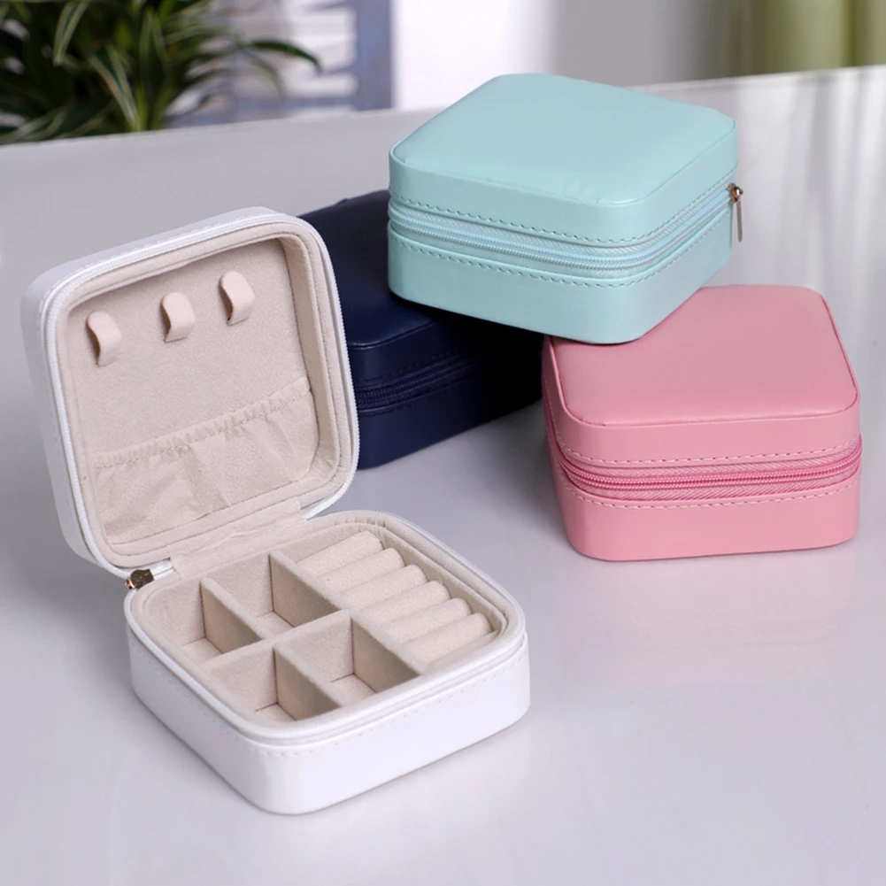 2021 Jewelry Organizer Display Travel Jewelry Case Boxes Travel Portable Jewelry Box Leather Storage Organizer Ring Earring Hold 2