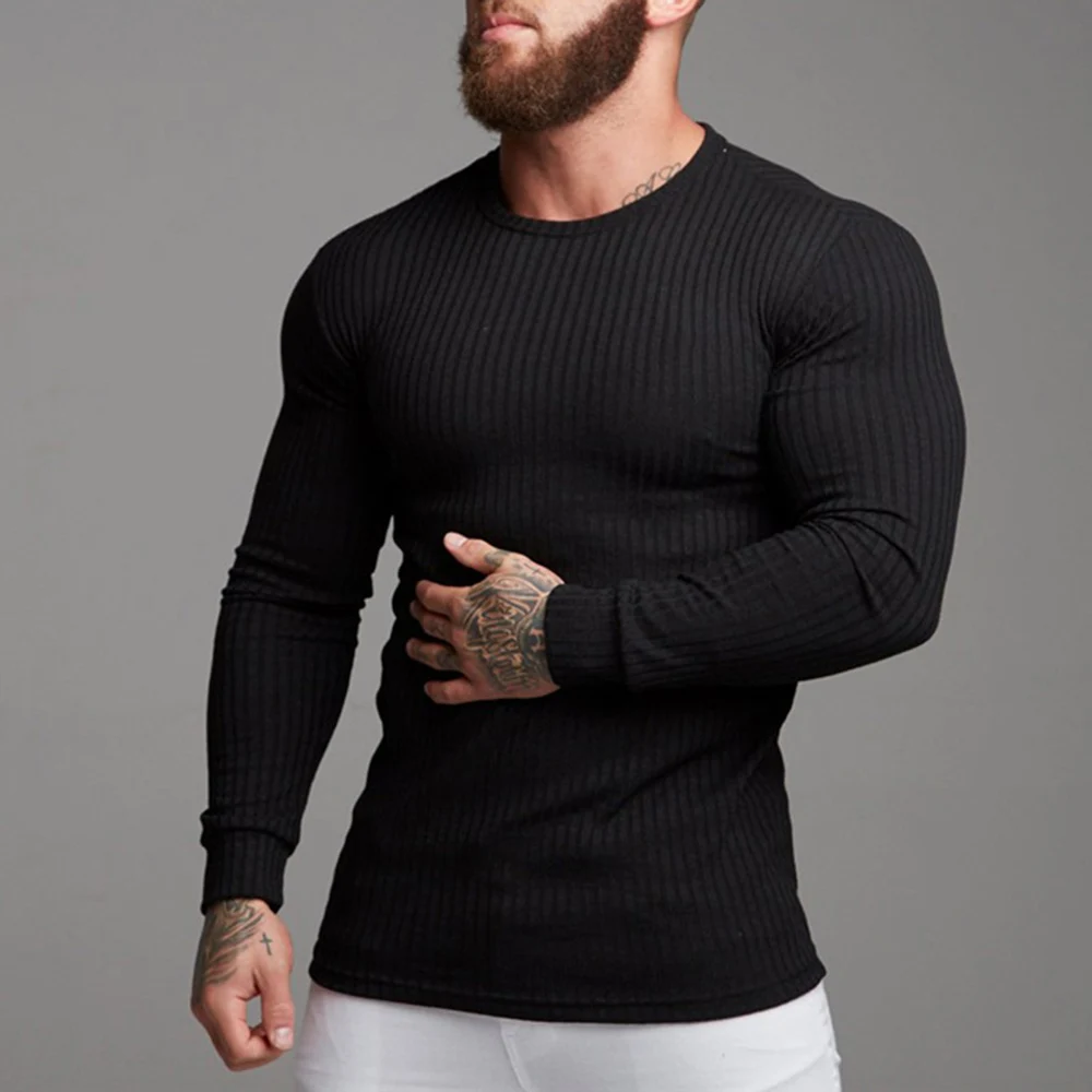 

CYSINCOS Men's O-Neck Slim Fit Sweater Pullovers Men Autumn Thin Knittwear Pullover Men Homme Leisure Solid Sweaters Streetwear